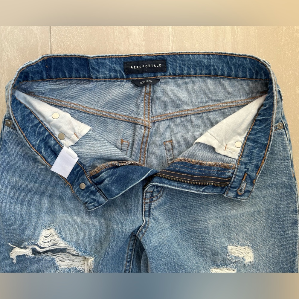 Aeropostale Ripped Blue Boyfriend Jeans - Picture 4 of 14